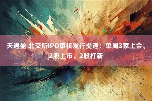 天通盈 北交所IPO审核发行提速：单周3家上会、2股上市、2股打新
