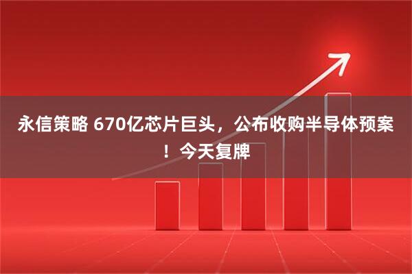 永信策略 670亿芯片巨头，公布收购半导体预案！今天复牌